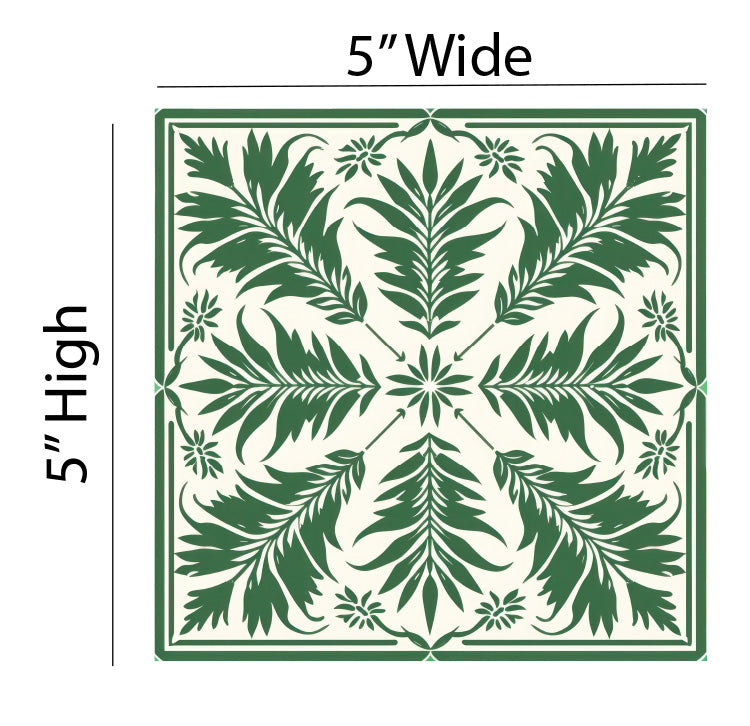 Green Leaves Sicilian Tile Removable Vinyl Decals