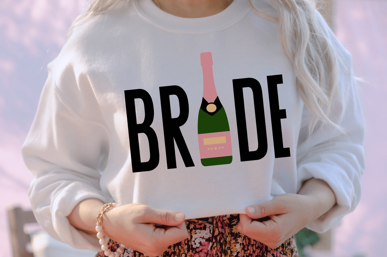 Bride Champagne Bottle Crewneck Sweatshirt