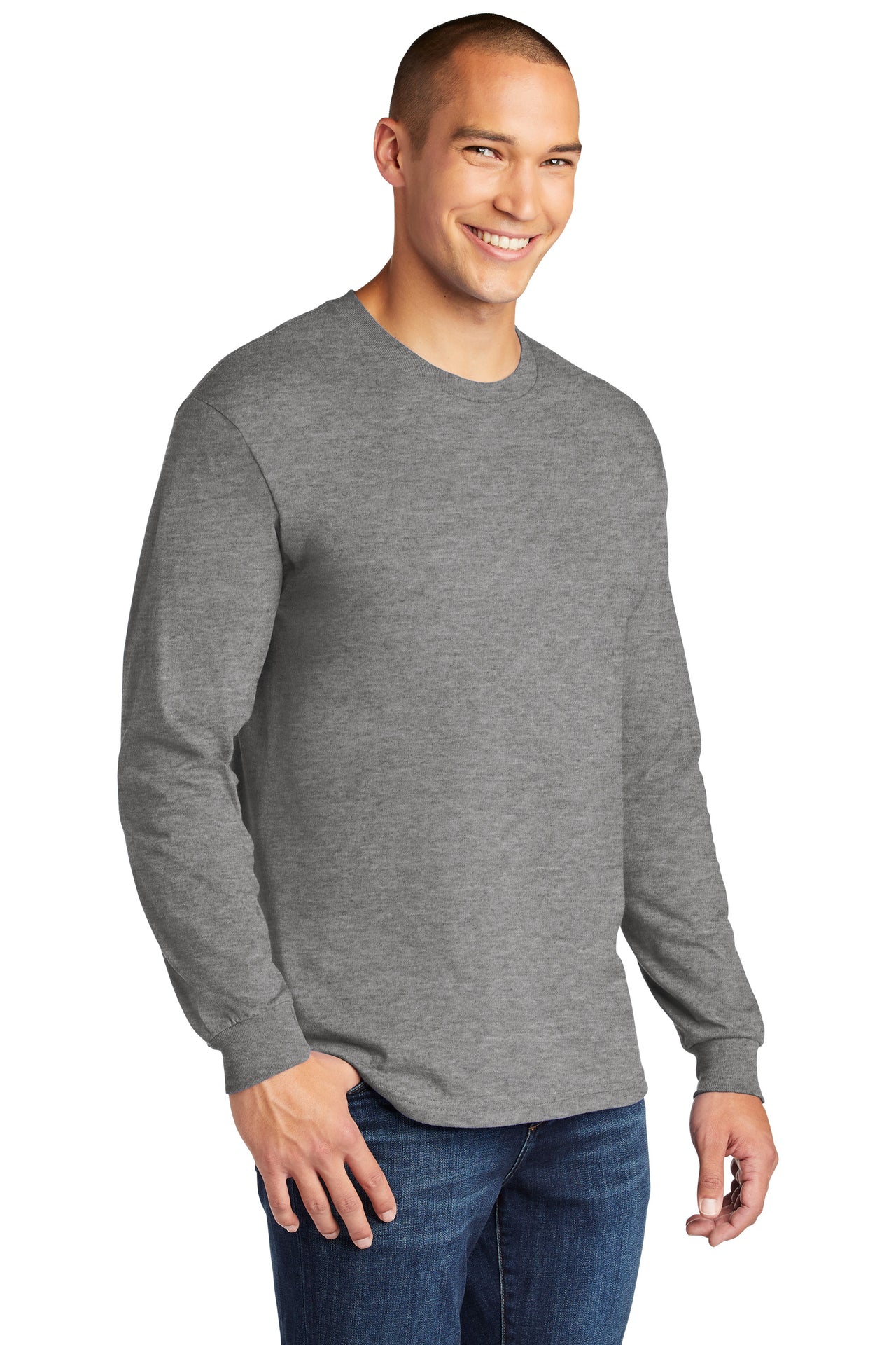 Heather Gray Long Sleeve Multipack Men 's T Shirts