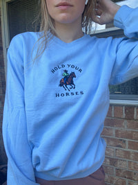 Thumbnail for Hold Your Horses Cowboy Embroidered Sweatshirt