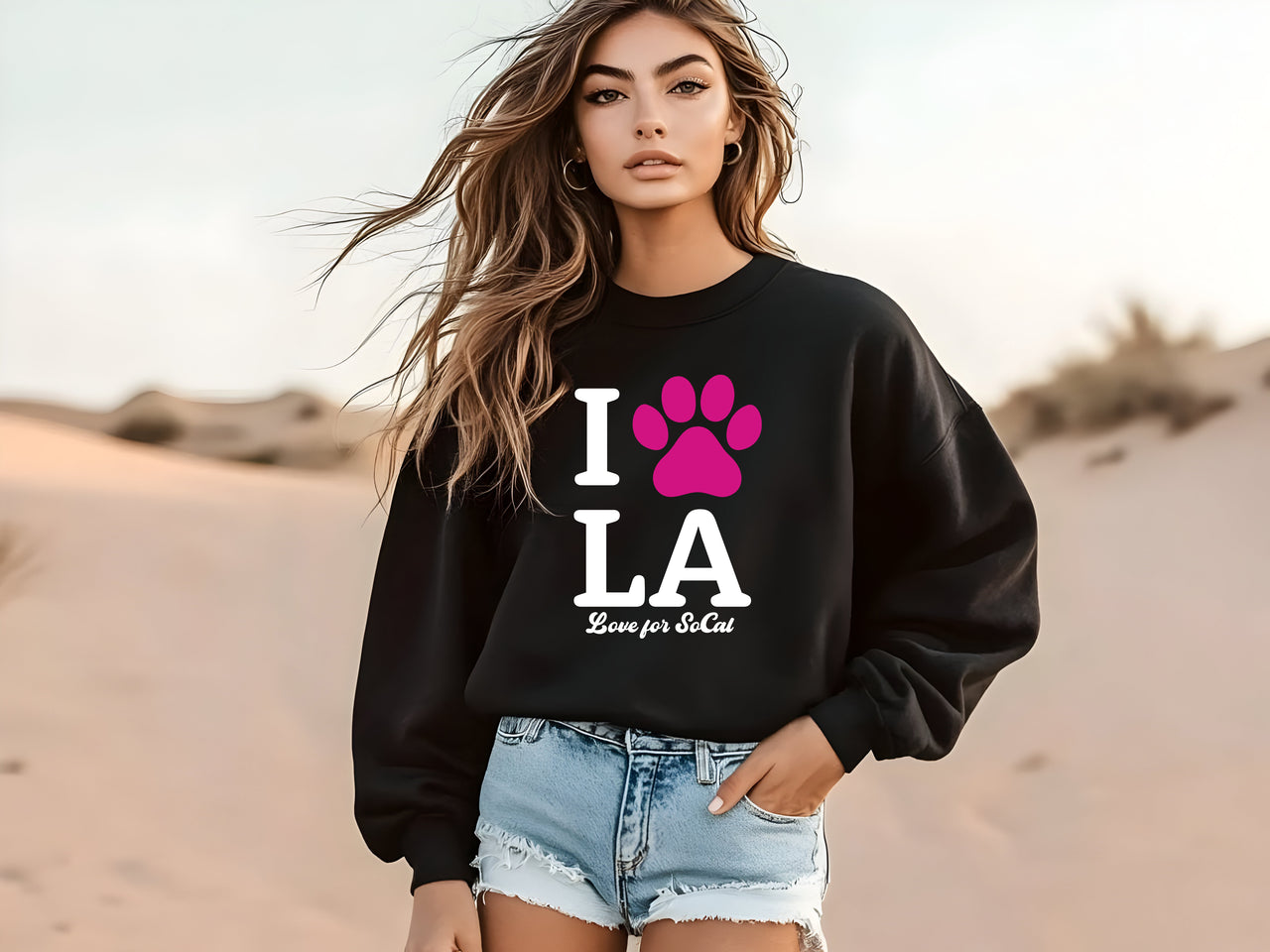 I Love LA Paw Print Fundraiser Sweatshirt to Help Wildfire Relief Efforts