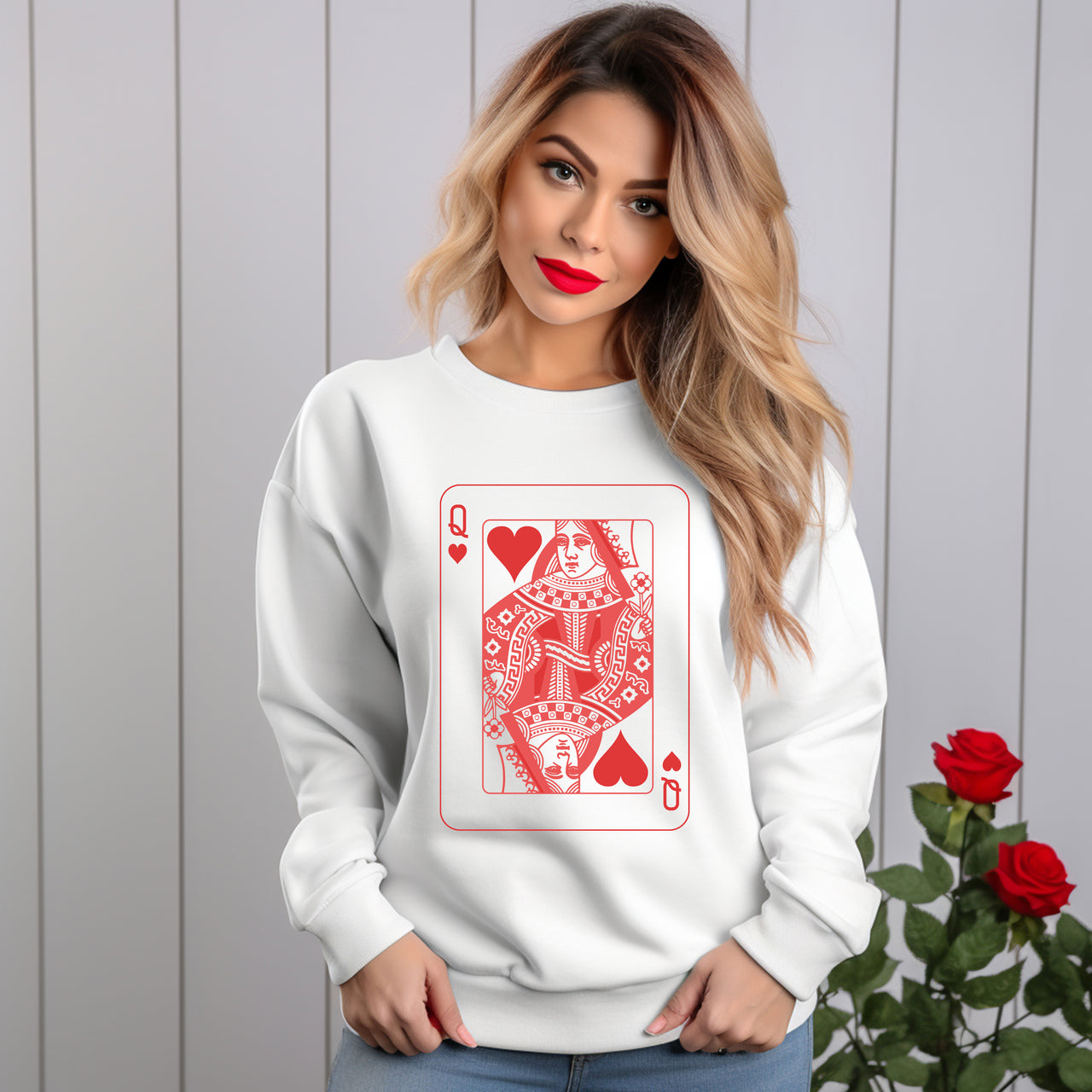 Queen of Hearts Valentines Day Crewneck Sweatshirt