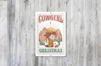 Thumbnail for Cowgirl Christmas Aluminum Holiday Decor Sign
