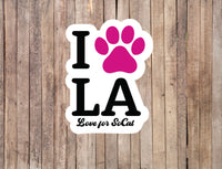 Thumbnail for I Love LA Paw Print Fundraiser Sticker to Benefit Pasadena Humane