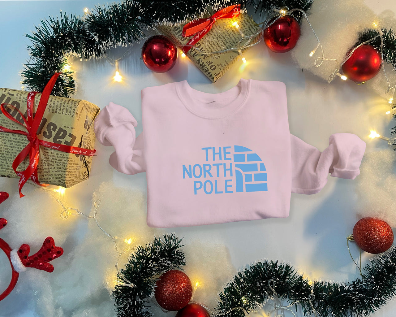 The North Pole Logo Trendy Christmas Crewneck Sweatshirt