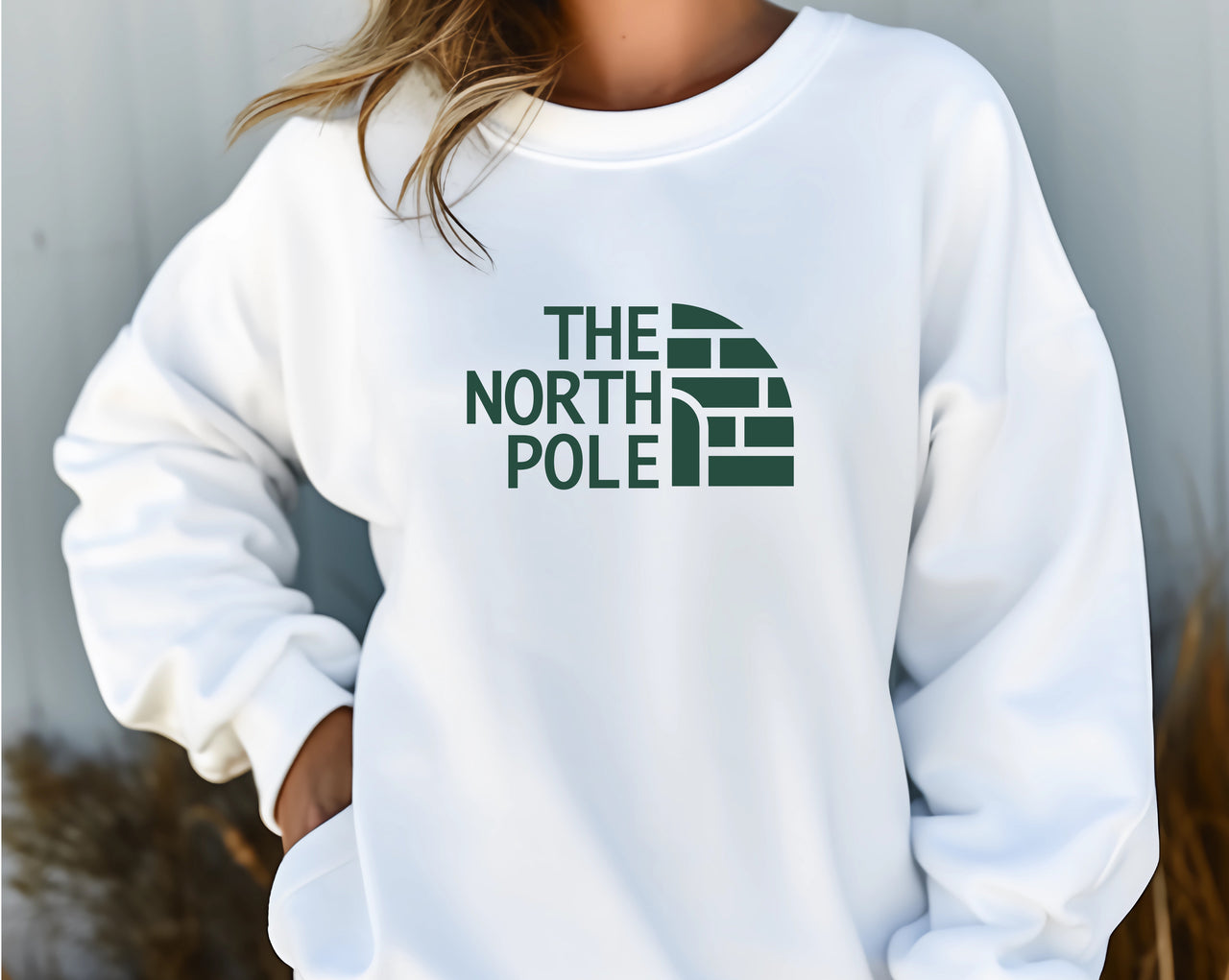 The North Pole Logo Trendy Christmas Crewneck Sweatshirt