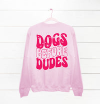 Thumbnail for Dogs Before Dudes Barbie Inspired Preppy Crewneck Sweatshirt