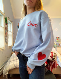Thumbnail for Valentines Day Glitter Heart Crewneck Sweatshirt