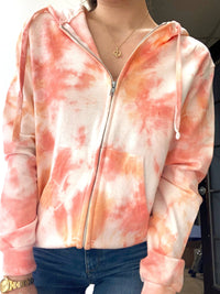 Thumbnail for Peach and Coral Tie Dye Sweatshirt
