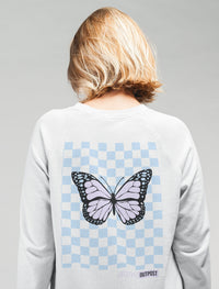 Thumbnail for Checkerboard Butterfly Crewneck Sweatshirt
