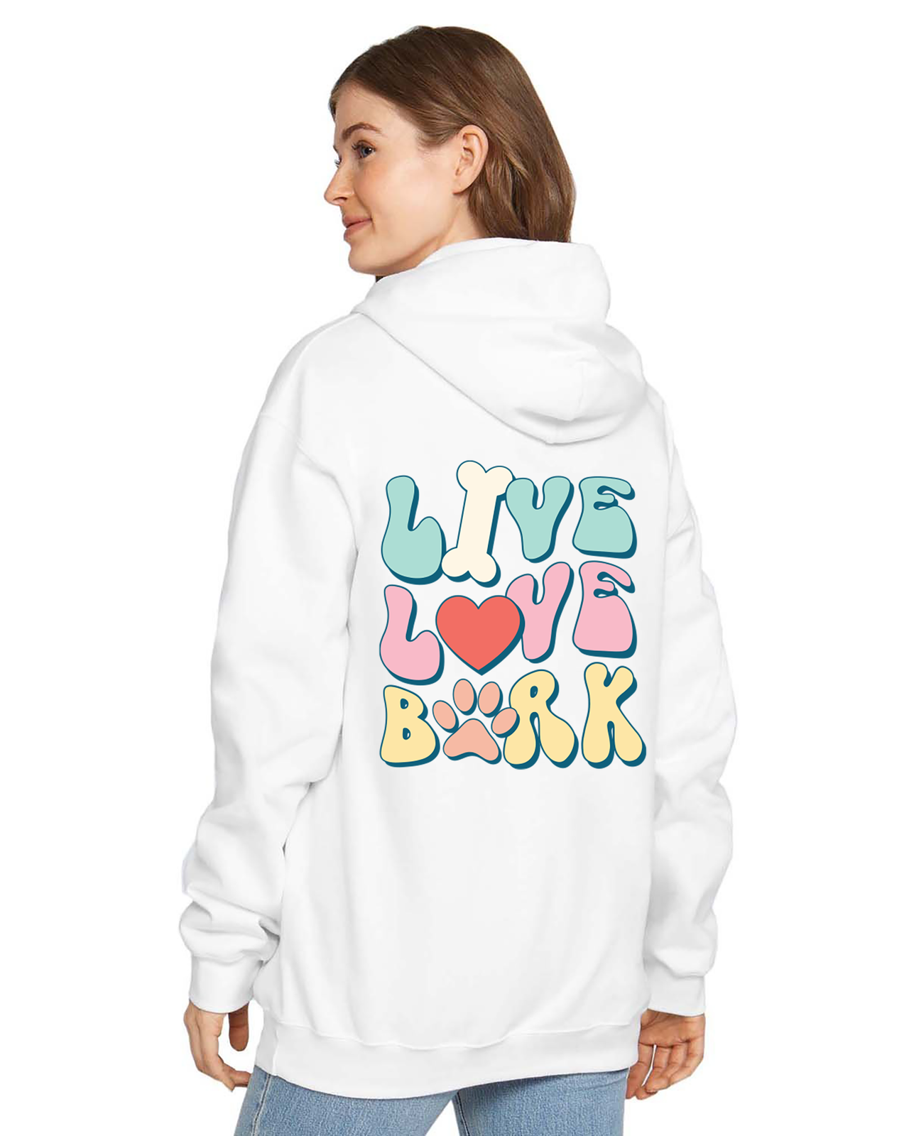 Live Love Bark Preppy Hooded Pullover Sweatshirt